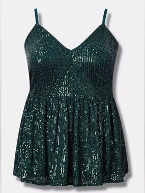 Beautiful Dark Green Sequin Peplum Top size 0